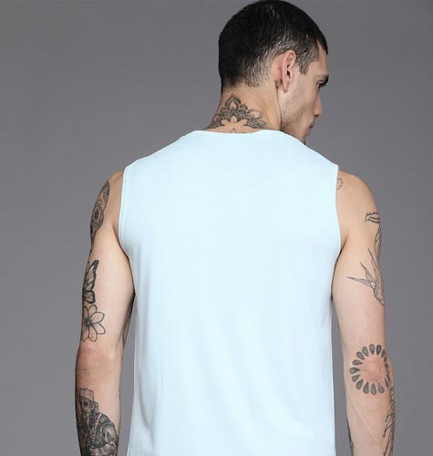 Men Blue Typography Printed Slim Fit T-shirt